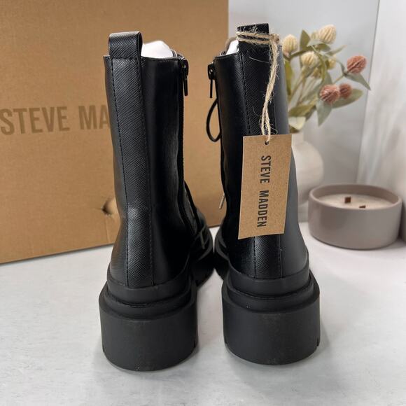 Steve Madden Mansel Platform Lace Up Combat Boots Lug Sole Black Women's 7M - Picture 7 of 12
